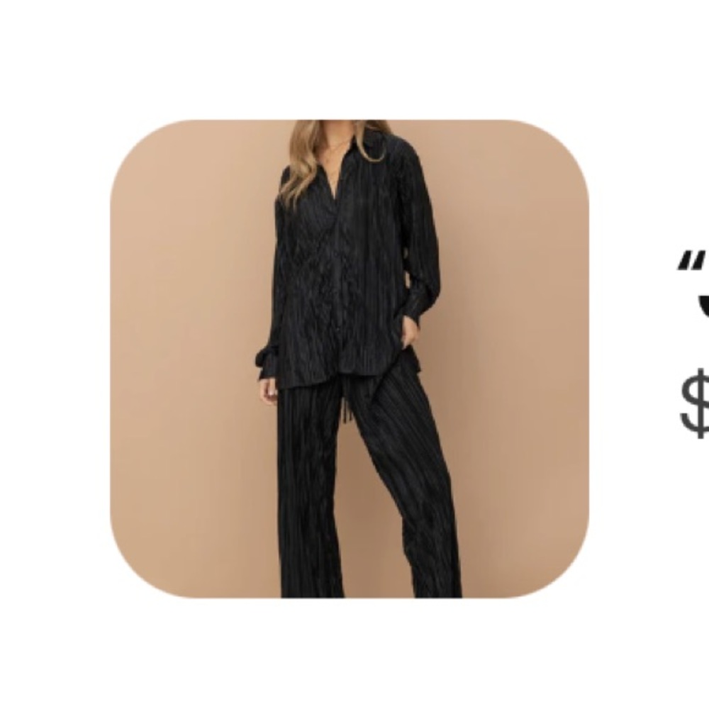 NWT Black plisse set